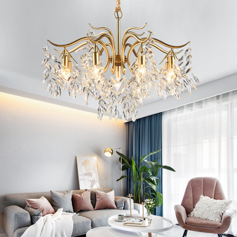 Branches Shaped French Style Crystal Pendant Light Multi-lights Dining Room Lighting Fixture with 17.7" Suspension Chain