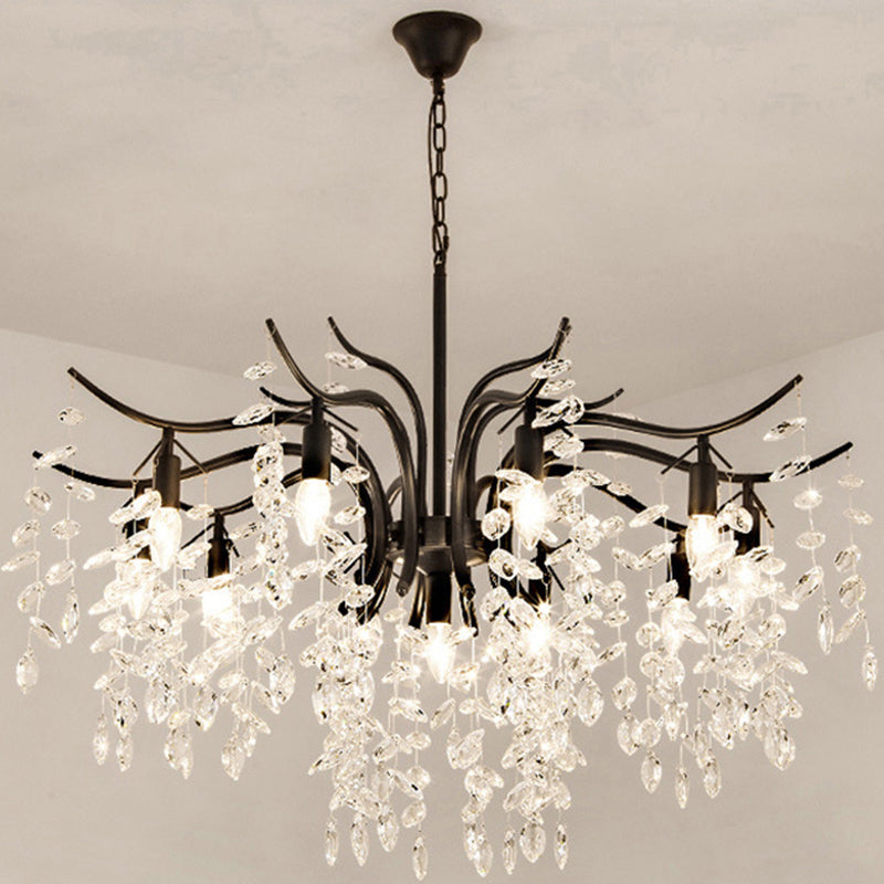 Branches Shaped French Style Crystal Pendant Light Multi-lights Dining Room Lighting Fixture with 17.7" Suspension Chain