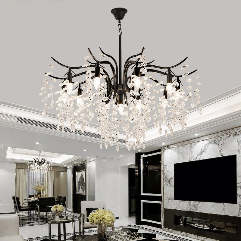 Branches Shaped French Style Crystal Pendant Light Multi-lights Dining Room Lighting Fixture with 17.7" Suspension Chain