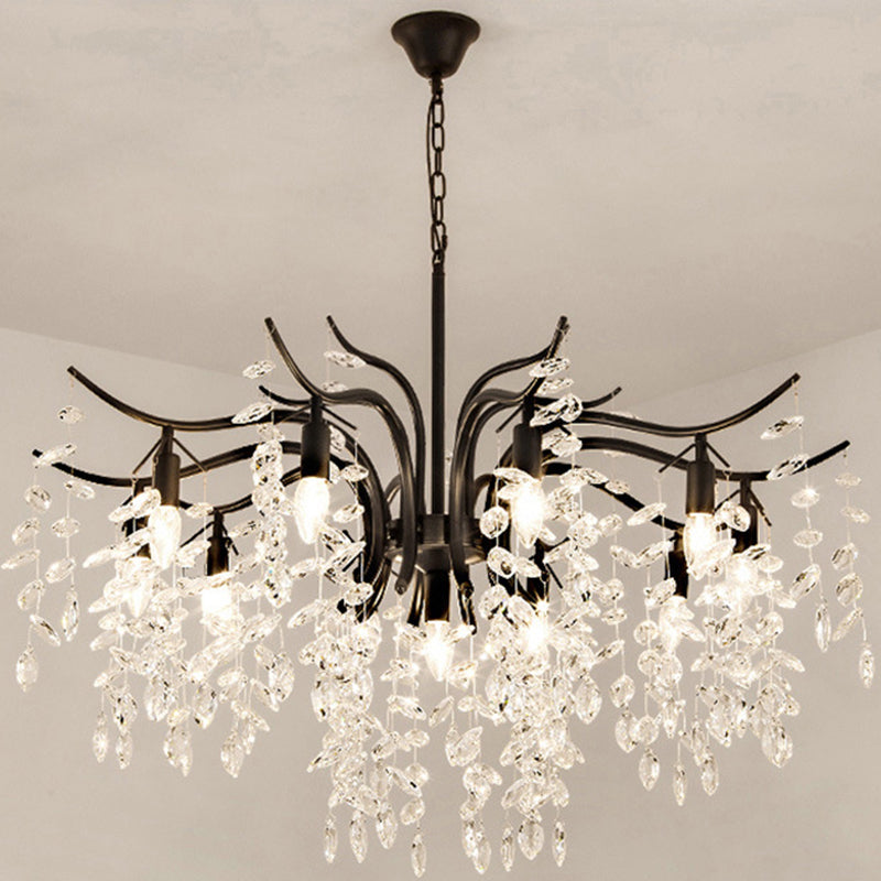 Branches Shaped French Style Crystal Pendant Light Multi-lights Dining Room Lighting Fixture with 17.7" Suspension Chain