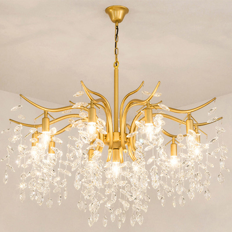 Branches Shaped French Style Crystal Pendant Light Multi-lights Dining Room Lighting Fixture with 17.7" Suspension Chain