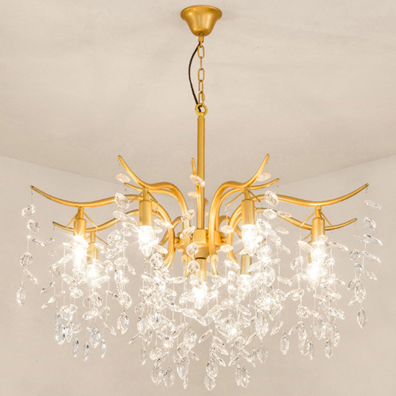 Branches Shaped French Style Crystal Pendant Light Multi-lights Dining Room Lighting Fixture with 17.7" Suspension Chain