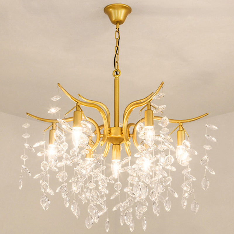 Branches Shaped French Style Crystal Pendant Light Multi-lights Dining Room Lighting Fixture with 17.7" Suspension Chain