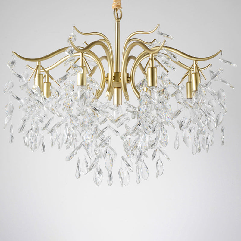 Branches Shaped French Style Crystal Pendant Light Multi-lights Dining Room Lighting Fixture with 17.7" Suspension Chain