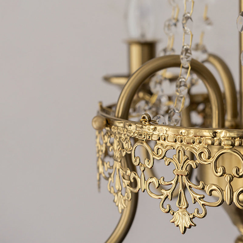 17.7" Diameter French Style Chandelier 4-Lights Metal Candlestick Pendant Light with Clear Crystal