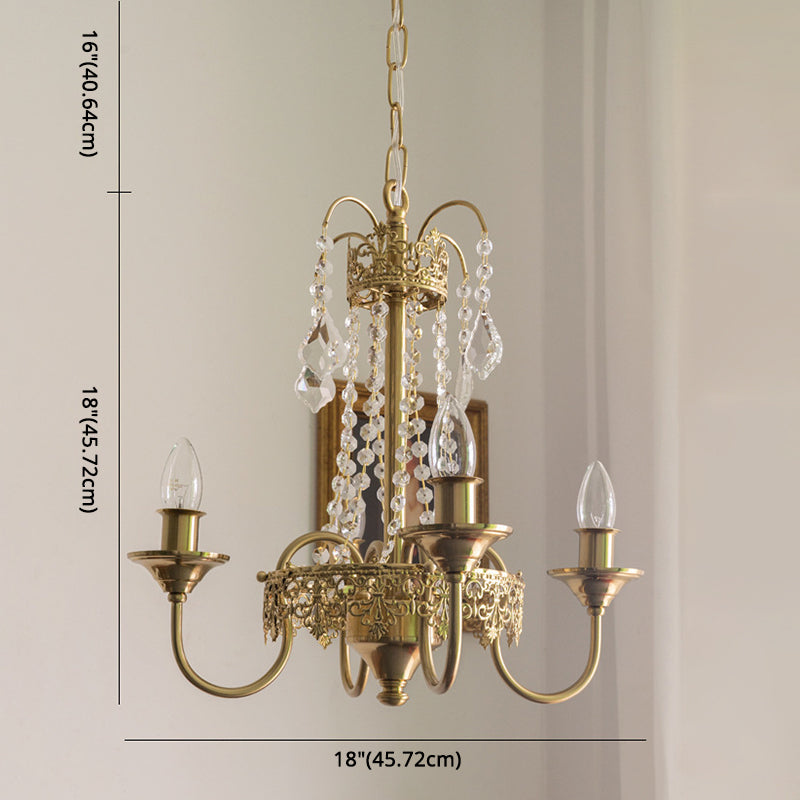 17.7" Diameter French Style Chandelier 4-Lights Metal Candlestick Pendant Light with Clear Crystal