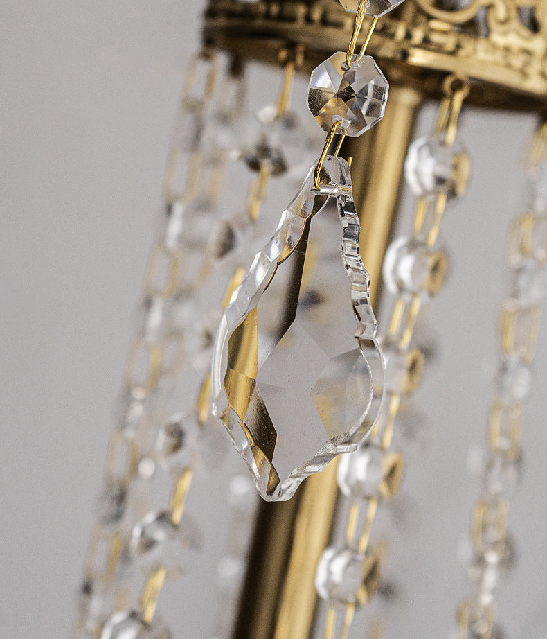 17.7" Diameter French Style Chandelier 4-Lights Metal Candlestick Pendant Light with Clear Crystal