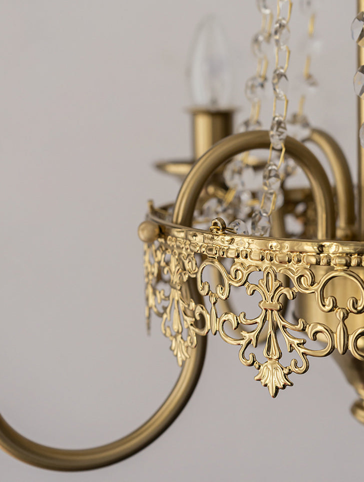 17.7" Diameter French Style Chandelier 4-Lights Metal Candlestick Pendant Light with Clear Crystal
