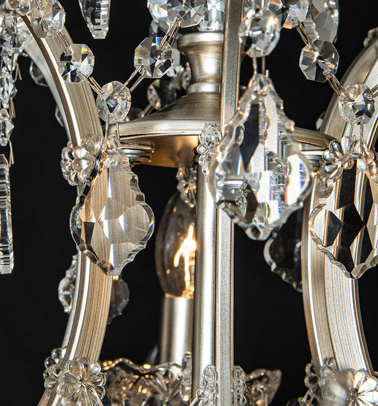 Rustic Style Crystal Large Chandelier Metal Candlestick Design Lighting Pendant with 23.6" Suspension Chain