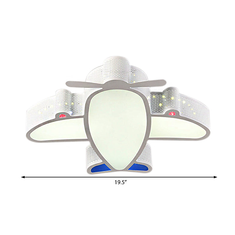 Acrylic and Metal Plane Flush Mount Light Boys Bedroom Cartoon Eye-Caring LED Ceiling Lamp