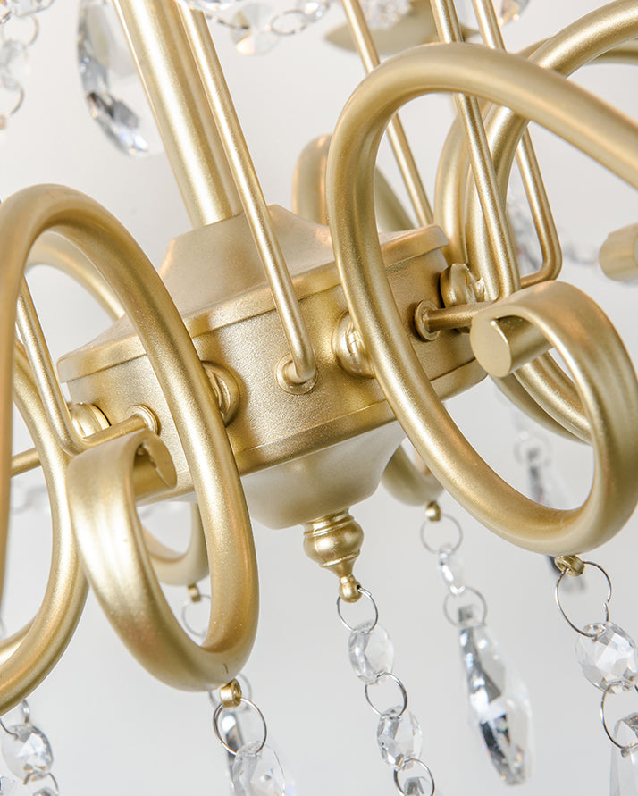 Candlestick French Style Chandelier Lighting Clear Crystal Multi Lights Metal Hanging Ceiling Light in Gold