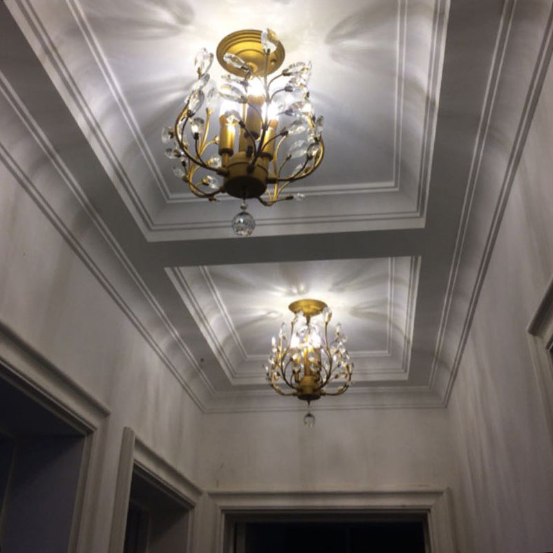 Lights à 3 luminaires American Crystal Chandelier 33 "de largeur d'éclairage en forme de branches pour la salle à manger de chambre à coucher