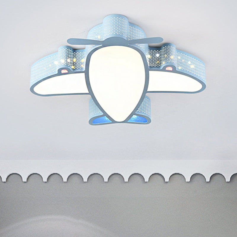 Acrylic and Metal Plane Flush Mount Light Boys Bedroom Cartoon Eye-Caring LED Ceiling Lamp