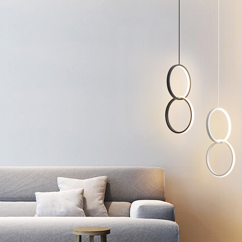 Kreisförmiger Acryl -LED -Anhänger Licht im modernen prägnanten Stil schmiedeeisern hängendes Licht für Esszimmer