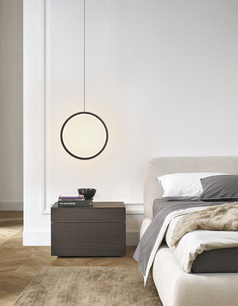 Kreisförmiger Acryl -LED -Anhänger Licht im modernen prägnanten Stil schmiedeeisern hängendes Licht für Esszimmer