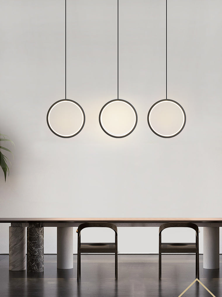 Kreisförmiger Acryl -LED -Anhänger Licht im modernen prägnanten Stil schmiedeeisern hängendes Licht für Esszimmer