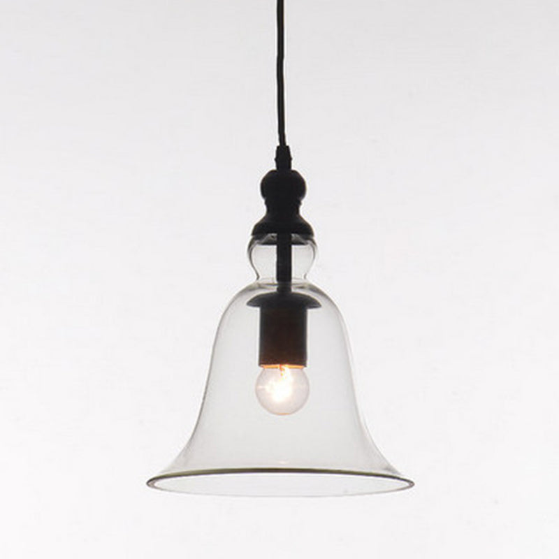 Zwarte bar hanglamp in industriële vintage stijl smeedijzeren koepel hangend licht met glazen schaduw