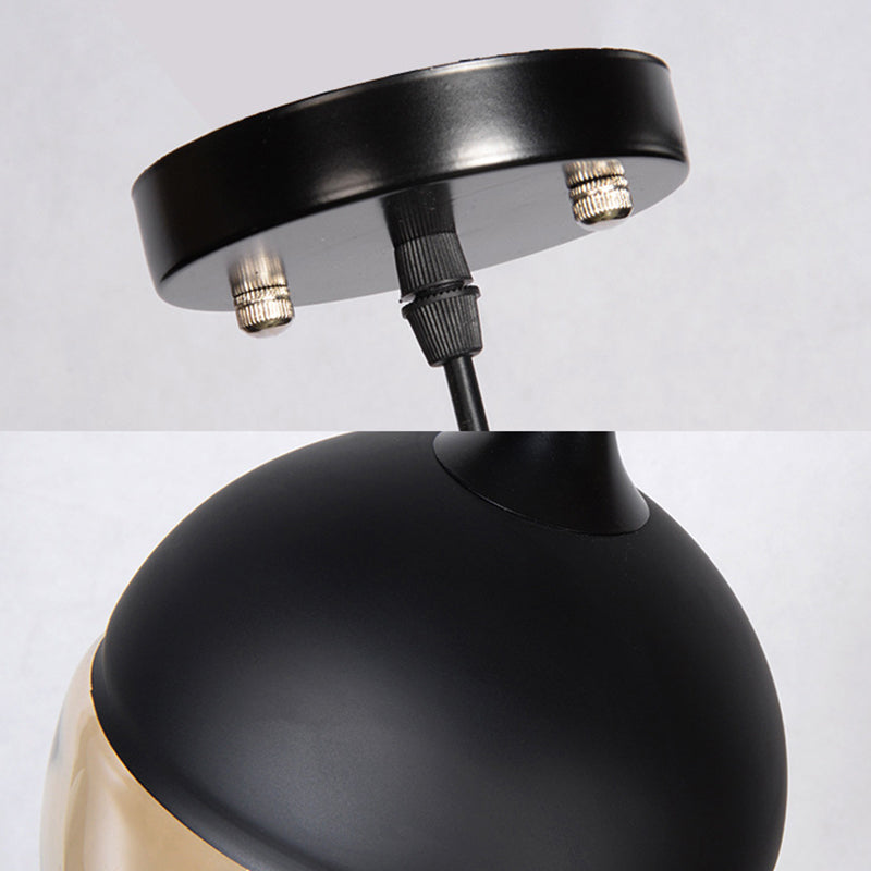 1 Licht geometrisches hängendes Licht im industriellen Vintage-Stil Schmiedeeisenheizlicht mit Glasschatten