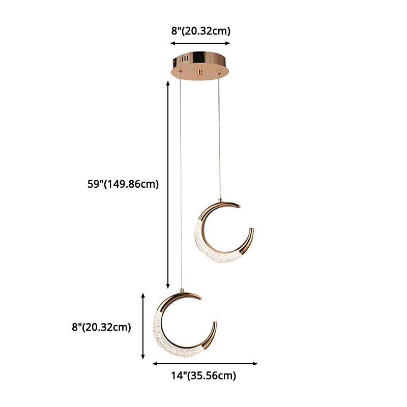 Gold Moon LED Hanging Light in Modern Luxury Style Zine-Alloy Pendant Light with Acrylic Shade