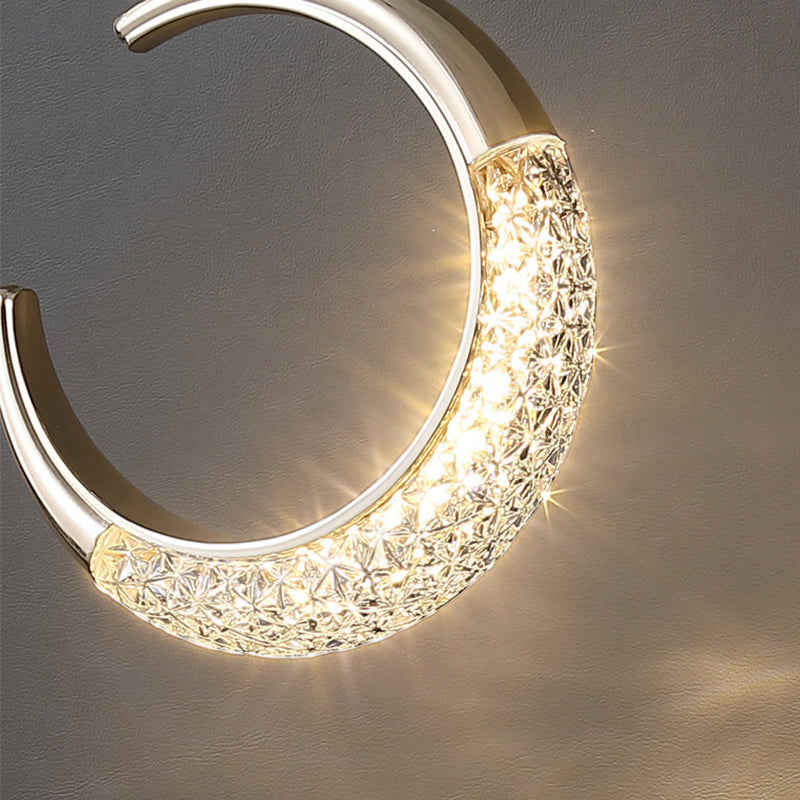 Gold Moon LED Hanging Light in Modern Luxury Style Zine-Alloy Pendant Light with Acrylic Shade