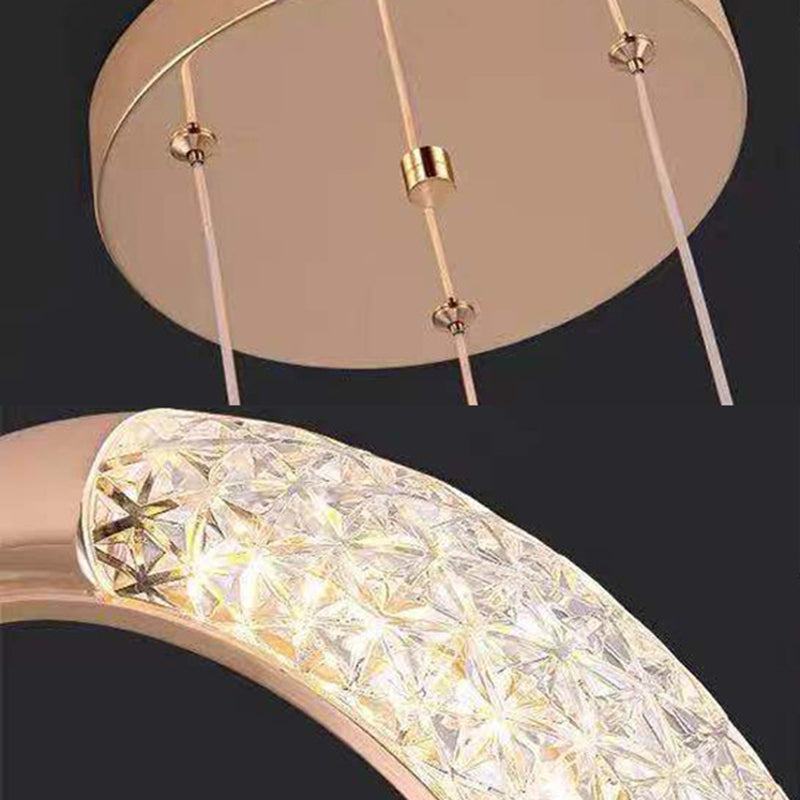 Gold Moon LED Hanging Light in Modern Luxury Style Zine-Alloy Pendant Light with Acrylic Shade