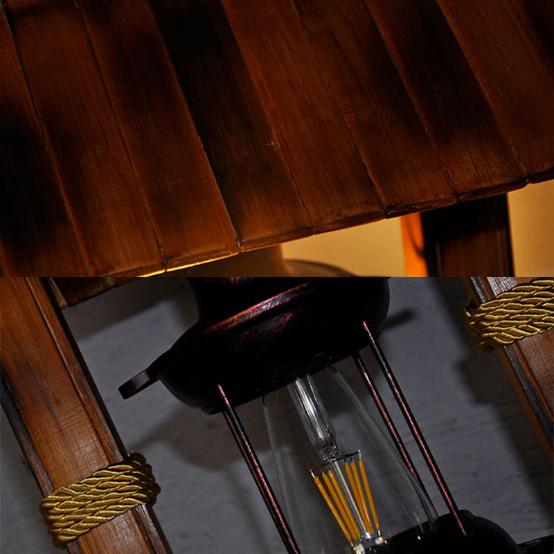 Bulbo único bambú de bambú retro luz colgante de estilo náutico lámpara de keroseno lámpara suspendida lámpara suspendida