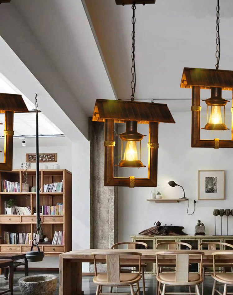 Bulbo único bambú de bambú retro luz colgante de estilo náutico lámpara de keroseno lámpara suspendida lámpara suspendida