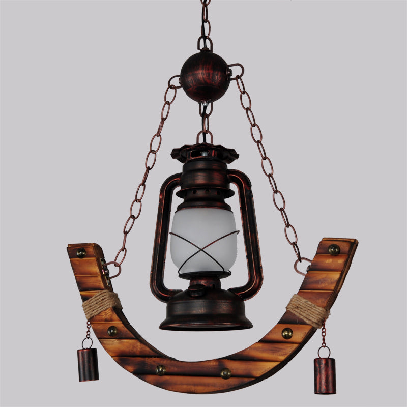 Houten anker nautische stijl hangende licht retro kerosinelampvormige enkele lampverlichtingshanger voor coffeeshop