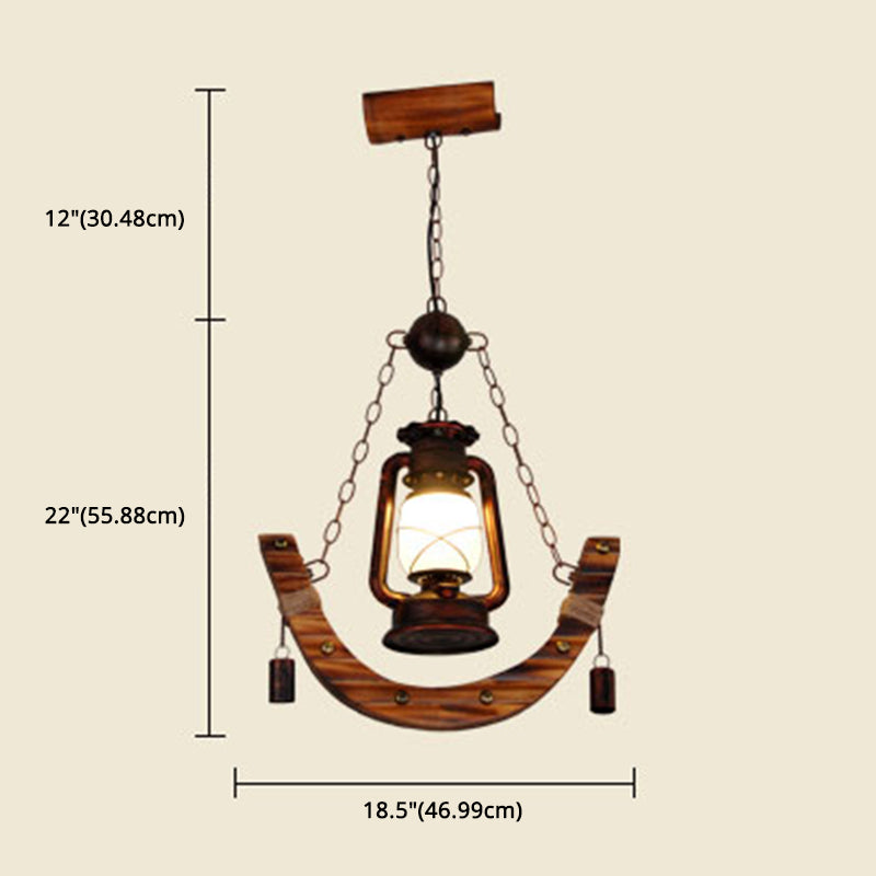Houten anker nautische stijl hangende licht retro kerosinelampvormige enkele lampverlichtingshanger voor coffeeshop