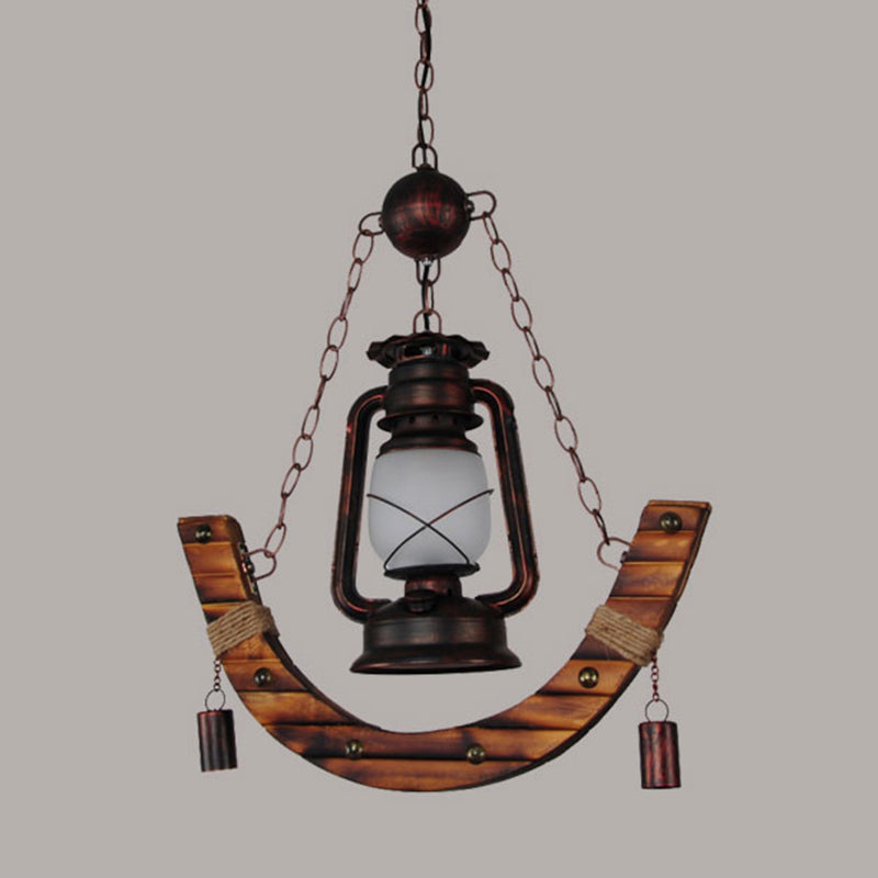 Houten anker nautische stijl hangende licht retro kerosinelampvormige enkele lampverlichtingshanger voor coffeeshop