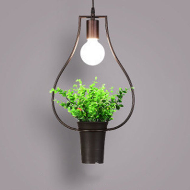 Metall Geometrische Linie Einfachheit Anlagen Hängende Lampe Einer Glühbirne Bekleidungsgeschäft Dekorative Beleuchtung