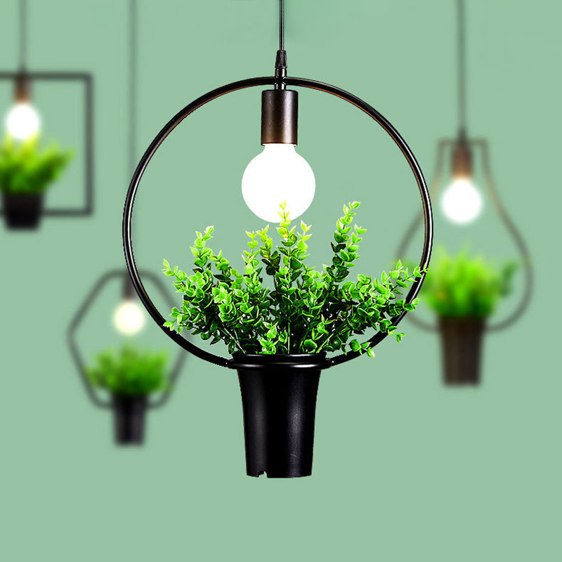 Metall Geometrische Linie Einfachheit Anlagen Hängende Lampe Einer Glühbirne Bekleidungsgeschäft Dekorative Beleuchtung