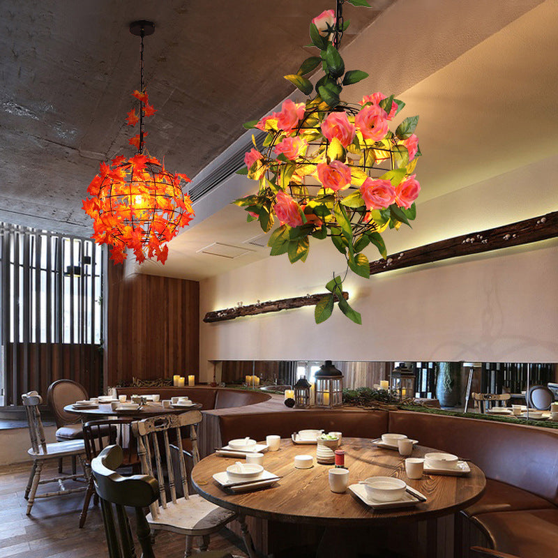 1-Licht Globe Metal Cage Pflanze Dekorative hängende leichte Einfachheitstil Moderne Anhängerlampe
