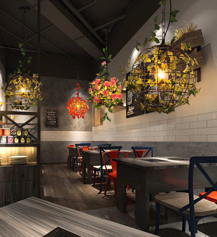 1-Licht Globe Metal Cage Pflanze Dekorative hängende leichte Einfachheitstil Moderne Anhängerlampe