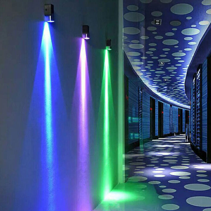 Cylindrical Up Down Wall Sconce Modern Aluminum Clubhouse Hallway Wall Light in Black-Silver