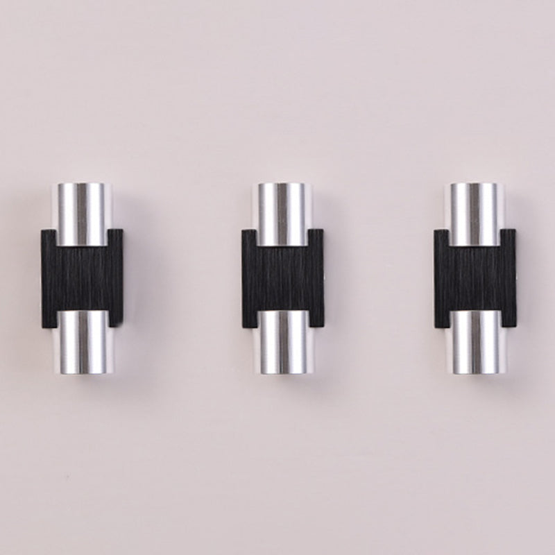 Cylindrical Up Down Wall Sconce Modern Aluminum Clubhouse Hallway Wall Light in Black-Silver