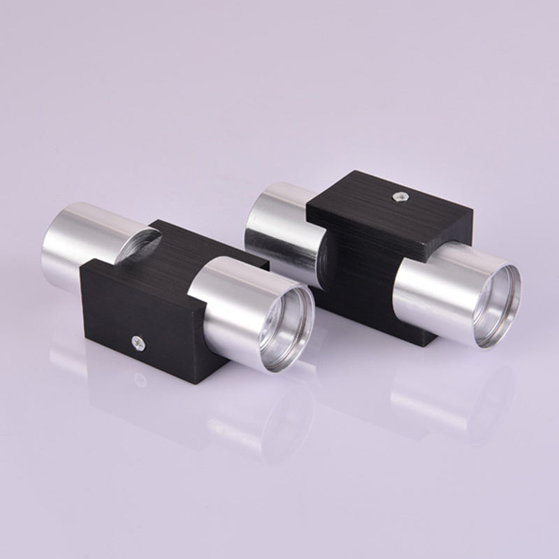 Cylindrical Up Down Wall Sconce Modern Aluminum Clubhouse Hallway Wall Light in Black-Silver