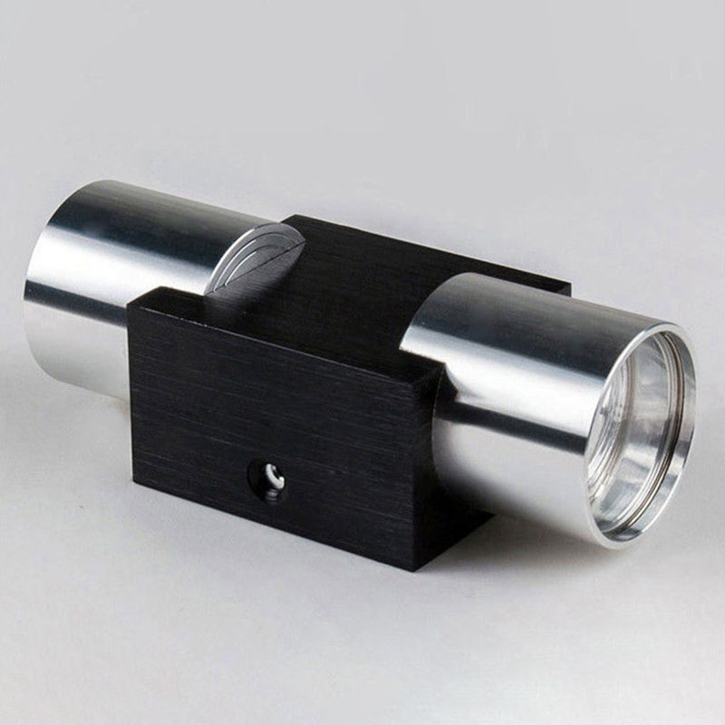 Cylindrical Up Down Wall Sconce Modern Aluminum Clubhouse Hallway Wall Light in Black-Silver