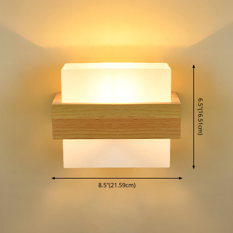 Square Wall Mounted Lamp Modern Simplicity Wood Wall Mount Lamp for Living Room