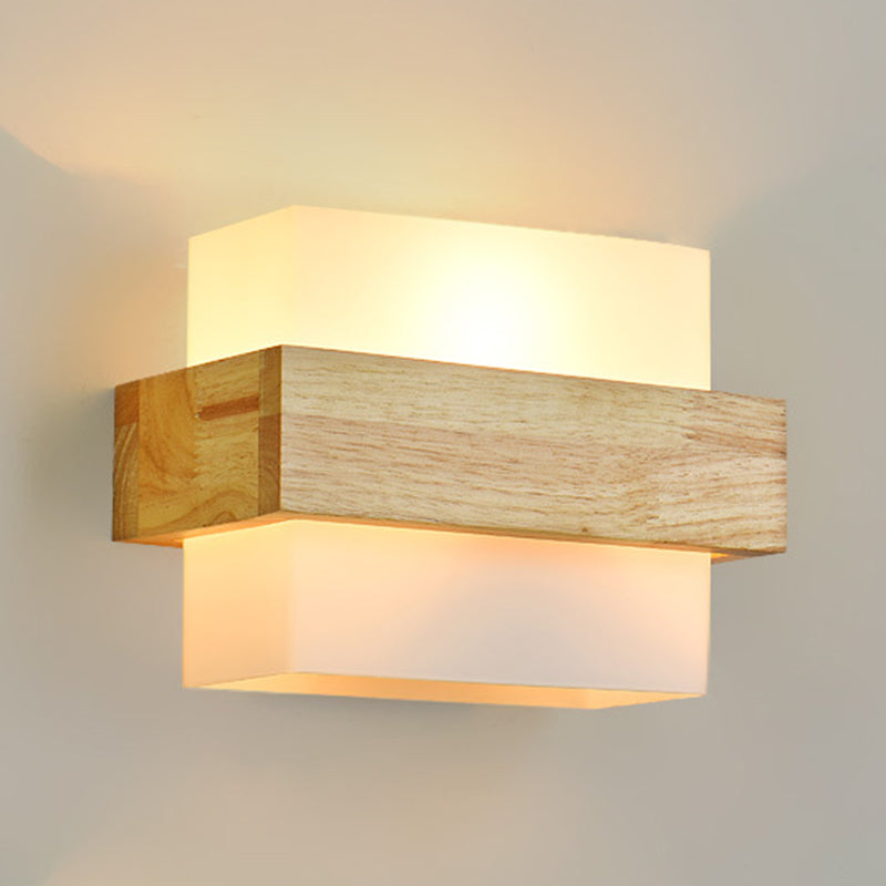 Square Wall Mounted Lamp Modern Simplicity Wood Wall Mount Lamp for Living Room