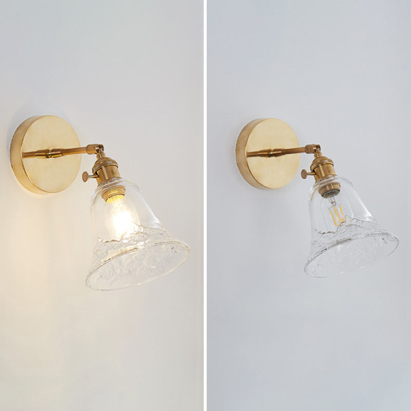 Gold Modern Styly Glass Lampa de pared de la lámpara de pared Ajustable Luz de aplastador de una sola bombilla