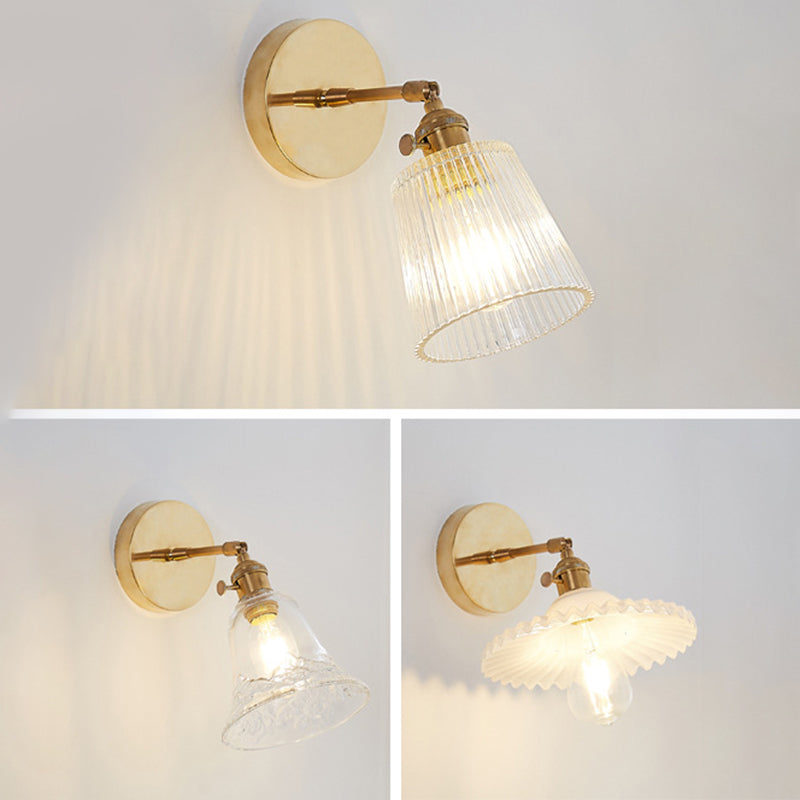 Gold Modern Styly Glass Lampa de pared de la lámpara de pared Ajustable Luz de aplastador de una sola bombilla