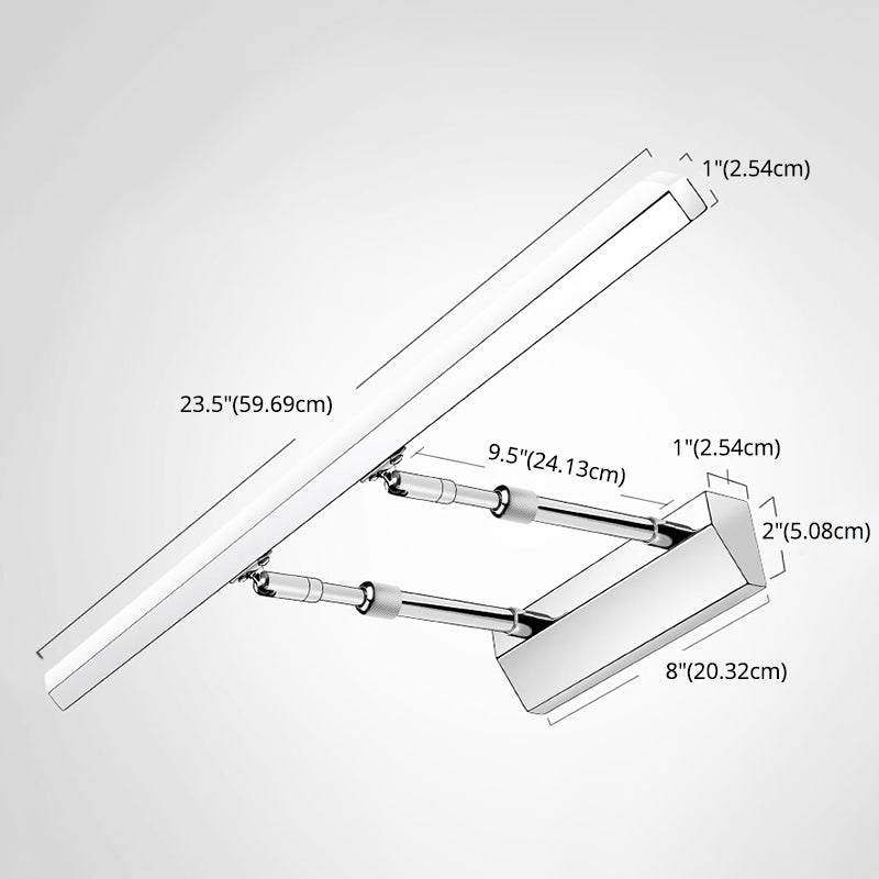 Simplicité Mirror de vanité allongée lumineuses luminaires muraux acryliques pour salle de bain