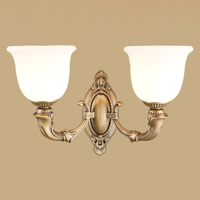 Traditional Simplicity Bell Vanity Sconce Lights Milk Glass Wall Mount Light Fixture for Bathroom
