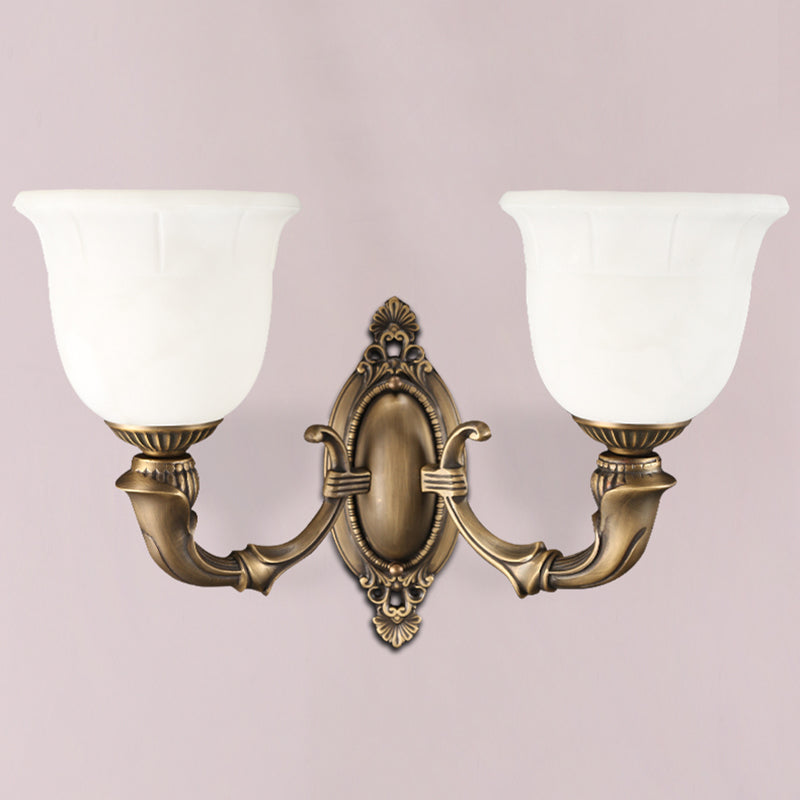Traditional Simplicity Bell Vanity Sconce Lights Milk Glass Wall Mount Light Fixture for Bathroom