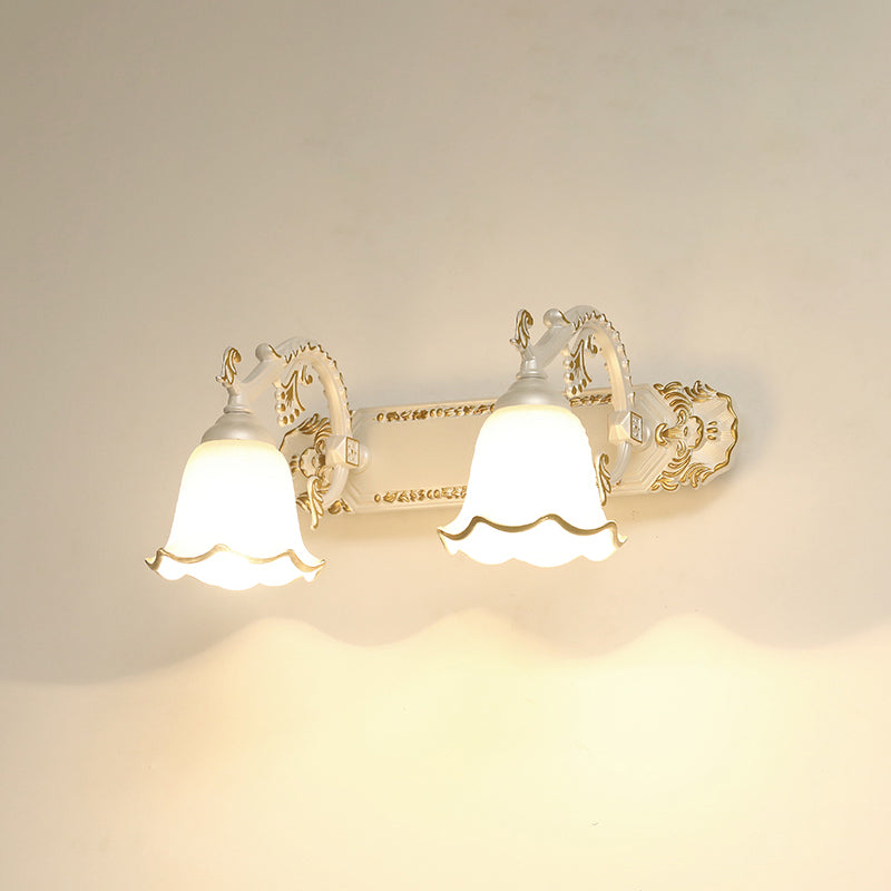 Traditional Simplicity Bell Vanity Sconce Lights Milk Glass Wall Mount Light Fixture for Bathroom