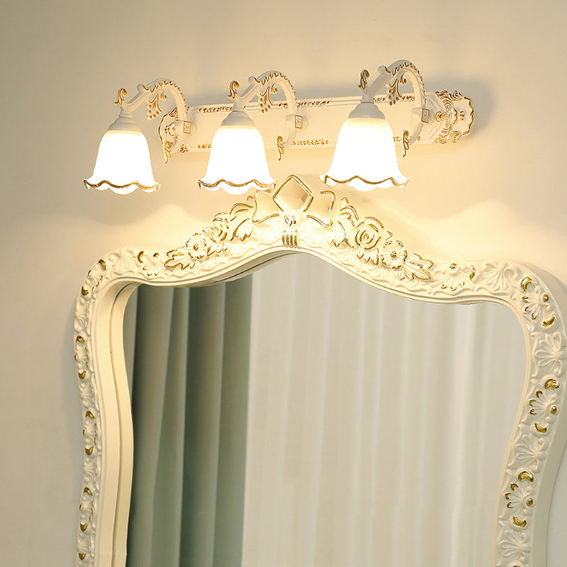 Traditional Simplicity Bell Vanity Sconce Lights Milk Glass Wall Mount Light Fixture for Bathroom