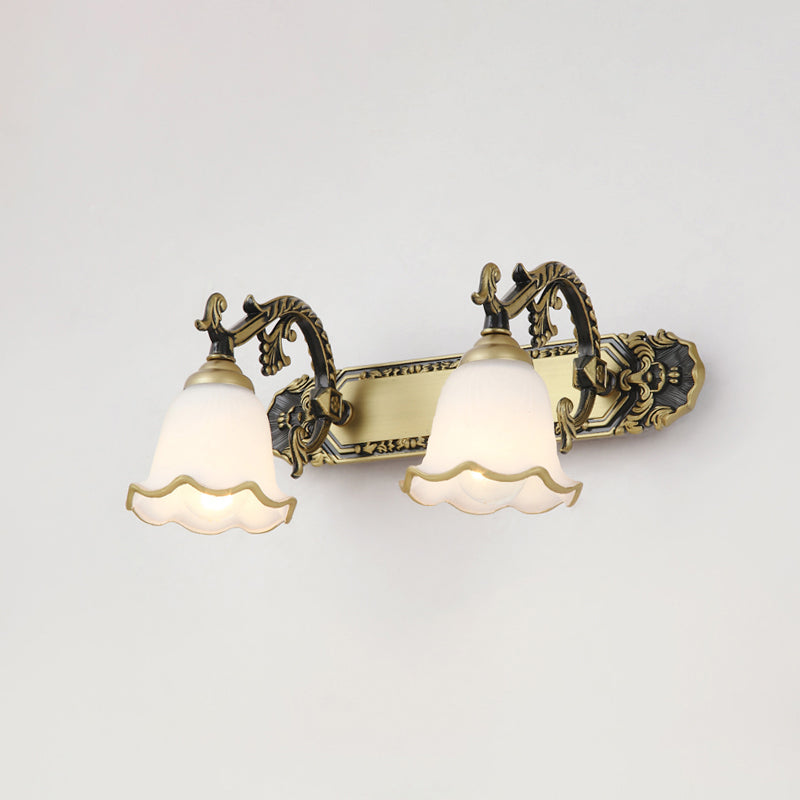 Traditional Simplicity Bell Vanity Sconce Lights Milk Glass Wall Mount Light Fixture for Bathroom