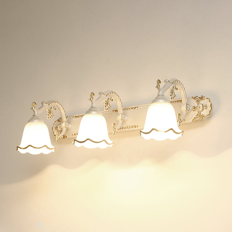 Traditional Simplicity Bell Vanity Sconce Lights Milk Glass Wall Mount Light Fixture for Bathroom