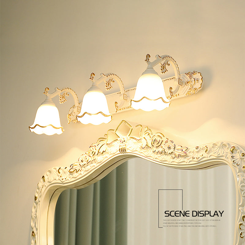 Traditional Simplicity Bell Vanity Sconce Lights Milk Glass Wall Mount Light Fixture for Bathroom